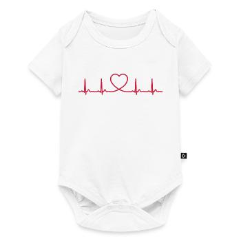 Herzschlag-EKG-Linie Medizinischer Pulswellen-Ikon-Vektor - Baby Premium Kurzarmbody - Weiß - Vorne