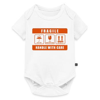Fragile Handle with Care Versandetikett - Baby Premium Kurzarmbody - Weiß - Vorne