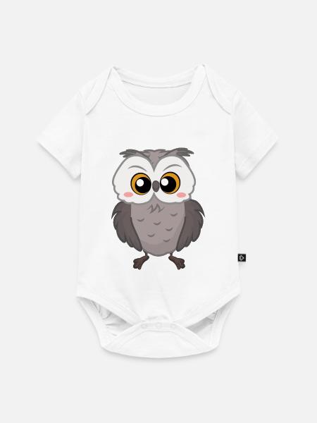Eule - Baby Premium Kurzarmbody - Weiß