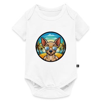 Mexikanische haarlose Hunderasse Cartoon Sonnenbrille Strand - Baby Premium Kurzarmbody - Weiß - Vorne