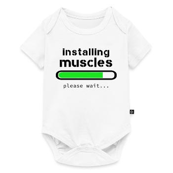 Installing muscles - Body à manches courtes Premium Bébé - blanc - Devant