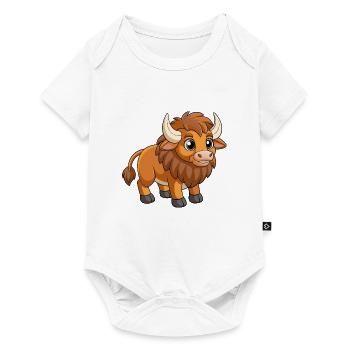 Bison Niedliche Maskottchen Zeichentrickfigur Kawaii - Baby Premium Kurzarmbody - Weiß - Vorne