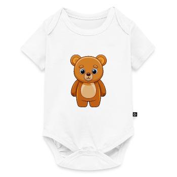 Ours Mignon Mascotte Personnage De Dessin Animé Kawaii - Body à manches courtes Premium Bébé - blanc - Devant