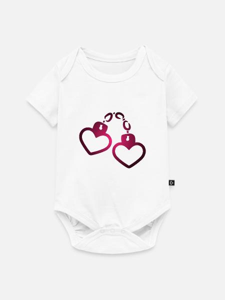 Handschelle Herz - Baby Premium Kurzarmbody - Weiß