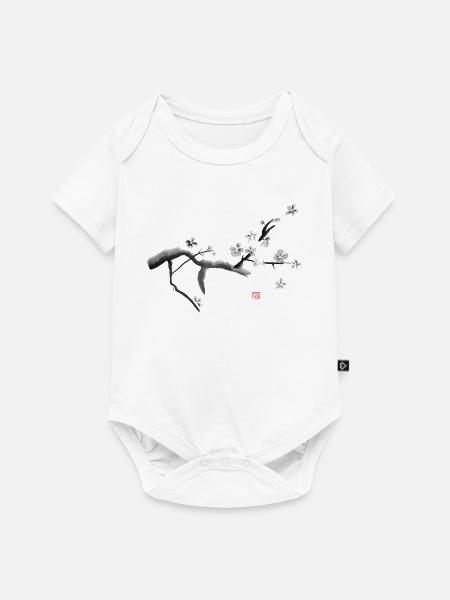 Sakura, Kirschblüten - Baby Premium Kurzarmbody - Weiß