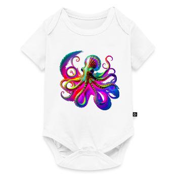 Psychedelischer Neon-Oktopus - Baby Premium Kurzarmbody - Weiß - Vorne