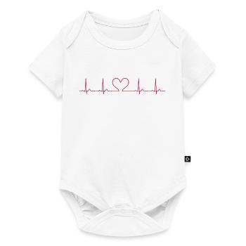 Herzschlag-EKG-Linie Medizinischer Pulswellen-Ikon-Vektor - Baby Premium Kurzarmbody - Weiß - Vorne