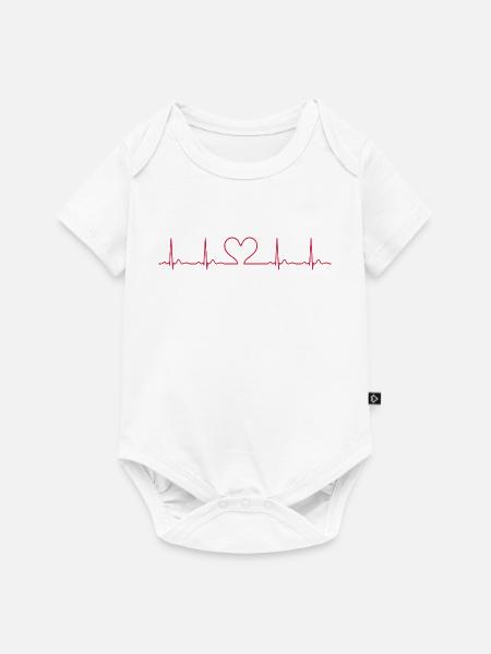 Herzschlag-EKG-Linie Medizinischer Pulswellen-Ikon-Vektor - Baby Premium Kurzarmbody - Weiß