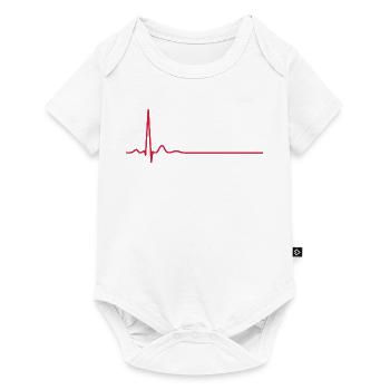 Herzschlag-EKG-Linie Medizinischer Pulswellen-Ikon-Vektor - Baby Premium Kurzarmbody - Weiß - Vorne
