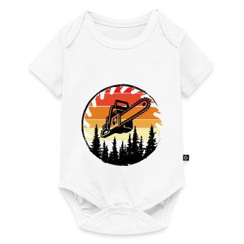 Retro Forest Chainsaw Sunset - Baby Premium short-sleeve bodysuit - white - Front