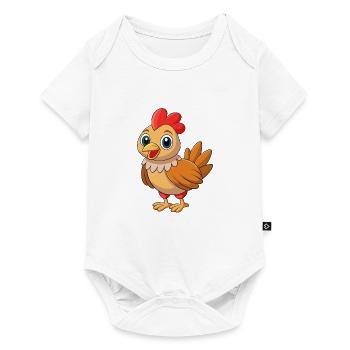 Huhn Niedliches Maskottchen Zeichentrickfigur Kawaii - Baby Premium Kurzarmbody - Weiß - Vorne