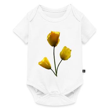 Mohn gelbe Mohnblumen - Baby Premium Kurzarmbody - Weiß - Vorne