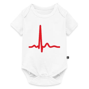 Herzschlag-EKG-Linie Medizinischer Pulswellen-Ikon-Vektor - Baby Premium Kurzarmbody - Weiß - Vorne