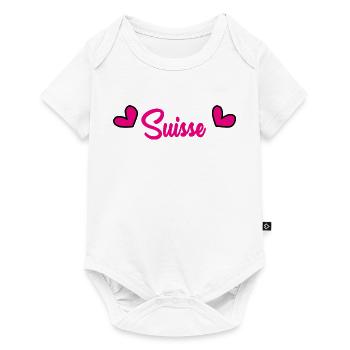 SUISSE. HUMOUR. PAYS. DRAPEAU. GENEVE. LAUSANNE - Body à manches courtes Premium Bébé - blanc - Devant