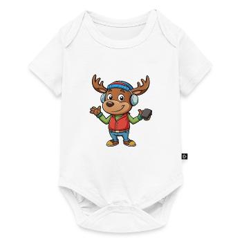 Moose Funny Cartoon Character Headphone Music - Baby Premium short-sleeve bodysuit - white - Front