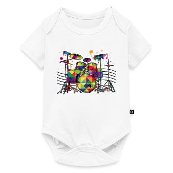 Geometrisch Neon-Drumset - Baby Premium Kurzarmbody - Weiß - Vorne
