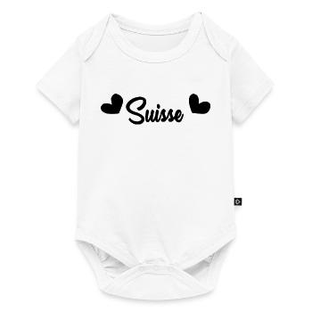 SUISSE. HUMOUR. PAYS. DRAPEAU. GENEVE. LAUSANNE - Body à manches courtes Premium Bébé - blanc - Devant