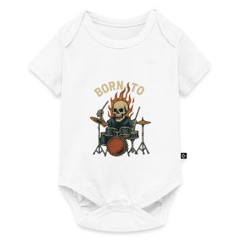 Né pour tambouriner - Body à manches courtes Premium Bébé - blanc - Devant