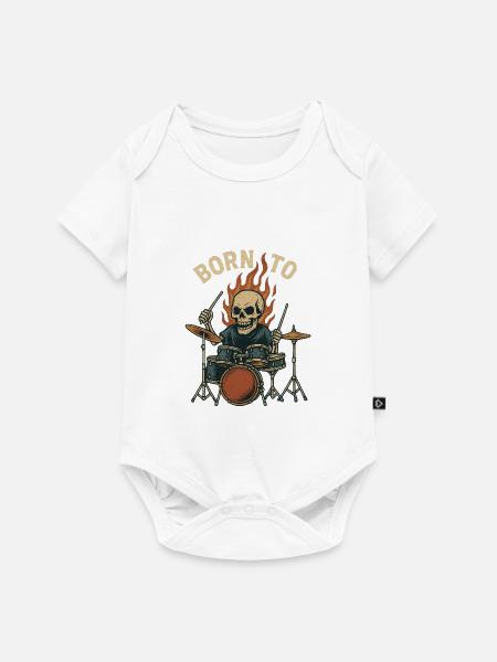 Born To Drum - Baby Premium Kurzarmbody - Weiß