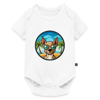 Mexikanische haarlose Hunderasse Cartoon Sonnenbrille Strand - Baby Premium Kurzarmbody - Weiß - Vorne