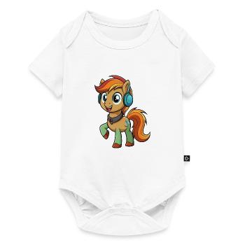 Pony Lustige Zeichentrickfigur Kopfhörer Musik - Baby Premium Kurzarmbody - Weiß - Vorne