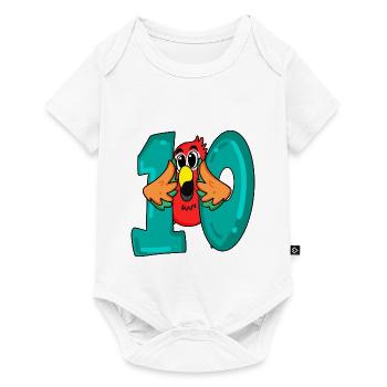 10 anniversaire - oiseau perroquet avec le numéro 10 - Body à manches courtes Premium Bébé - blanc - Devant