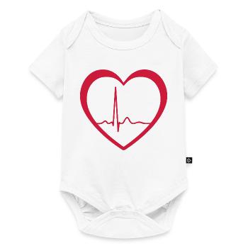 Herzschlag-EKG-Linie Medizinischer Pulswellen-Ikon-Vektor - Baby Premium Kurzarmbody - Weiß - Vorne