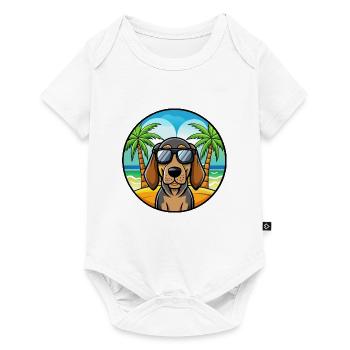 Black And Tan Coonhound Dog Breed Cartoon Beach - Baby Premium short-sleeve bodysuit - white - Front