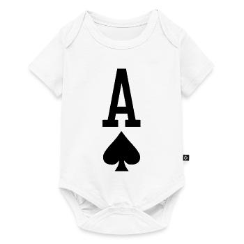Poker Spielkarte - Pik Ass - Baby Premium Kurzarmbody - Weiß - Vorne
