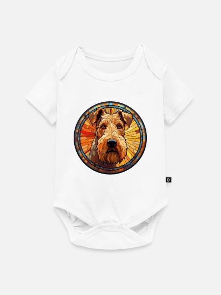 Airedale Terrier Hunderasse Aquarellglas - Baby Premium Kurzarmbody - Weiß