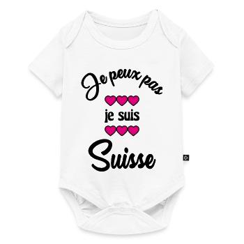 SUISSE. HUMOUR. PAYS. DRAPEAU. GENEVE. LAUSANNE - Body à manches courtes Premium Bébé - blanc - Devant