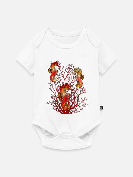 Seepferdchen - Baby Premium Kurzarmbody - Weiß