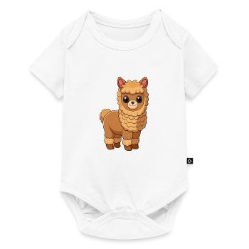 Alpaka Niedliche Maskottchen Zeichentrickfigur Kawaii - Baby Premium Kurzarmbody - Weiß - Vorne