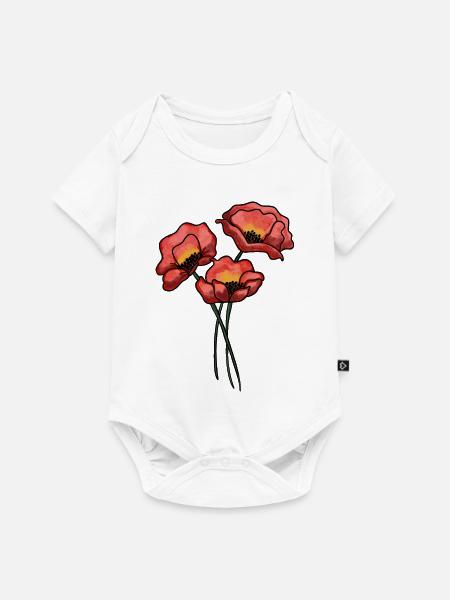 Mohnblumen - Baby Premium Kurzarmbody - Weiß