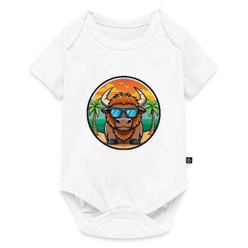 Bison Lustige Cartoon Sommer Strand Sonnenbrille Cool - Baby Premium Kurzarmbody - Weiß - Vorne