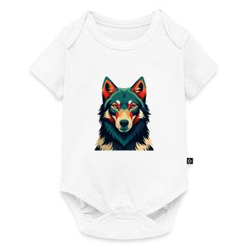 Wolf Cartoon Character Colorful Pet Animal - Baby Premium short-sleeve bodysuit - white - Front