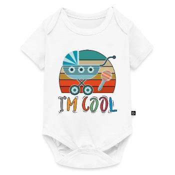 Baby Kinderwagen Rassel Spazieren gehen Retro - Baby Premium Kurzarmbody - Weiß - Vorne