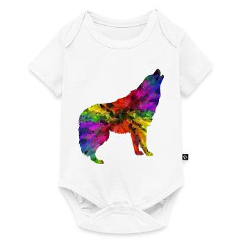 Wolf Regenbogen - Baby Premium Kurzarmbody - Weiß - Vorne