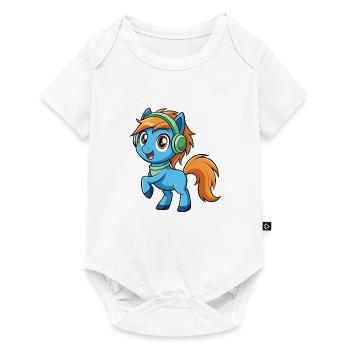 Pony Lustige Zeichentrickfigur Kopfhörer Musik - Baby Premium Kurzarmbody - Weiß - Vorne