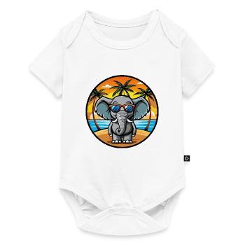 Lunettes de soleil de plage d’été de dessin animé drôle d’éléphant - Body à manches courtes Premium Bébé - blanc - Devant
