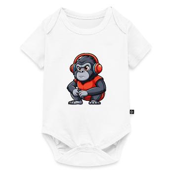 Gorilla Lustige Zeichentrickfigur Kopfhörer Musik - Baby Premium Kurzarmbody - Weiß - Vorne