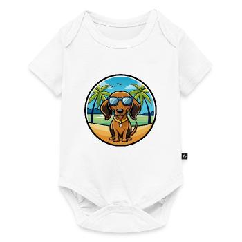 Alpine Dachsbracke Hunderasse Cartoon Sonnenbrille - Baby Premium Kurzarmbody - Weiß - Vorne
