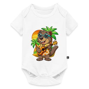 Lustige Biber Cartoon Sommer Strand Sonnenbrille - Baby Premium Kurzarmbody - Weiß - Vorne