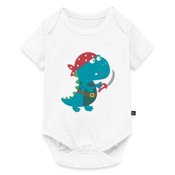 Dino Pirat Piratenkostüm Halloween Karneval Jungen - Baby Premium Kurzarmbody - Weiß - Vorne