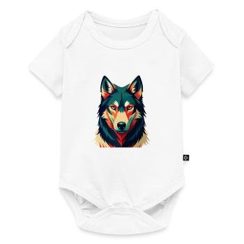 Wolf Cartoon Character Colorful Pet Animal - Baby Premium short-sleeve bodysuit - white - Front