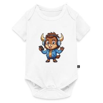 Buffalo Lustige Cartoon Figur Kopfhörer Musik - Baby Premium Kurzarmbody - Weiß - Vorne