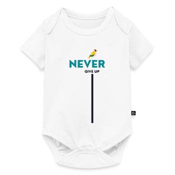 never give up bird - Baby Premium Kurzarmbody - Weiß - Vorne