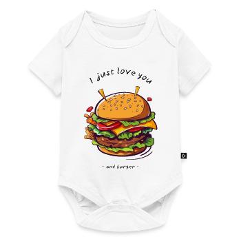 i love u and burger - Baby Premium Kurzarmbody - Weiß - Vorne