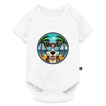 Sibirische Trikolore Hunderasse Cartoon Beach - Baby Premium Kurzarmbody - Weiß - Vorne