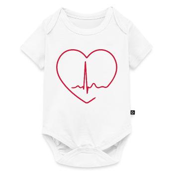 Herzschlag-EKG-Linie Medizinischer Pulswellen-Ikon-Vektor - Baby Premium Kurzarmbody - Weiß - Vorne